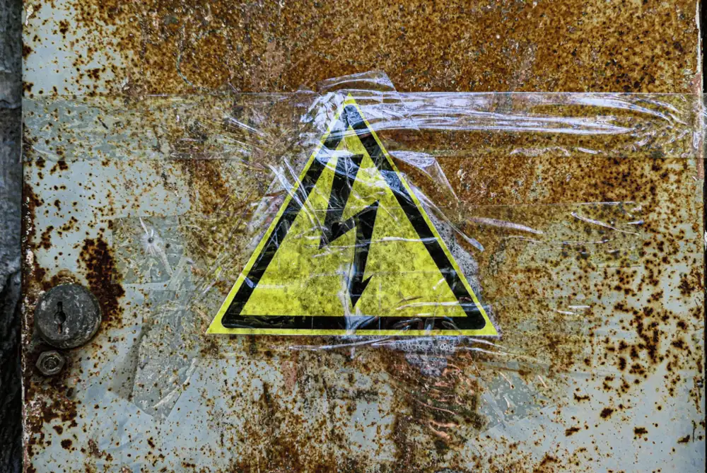 Armario eléctrico con signos de deterioro