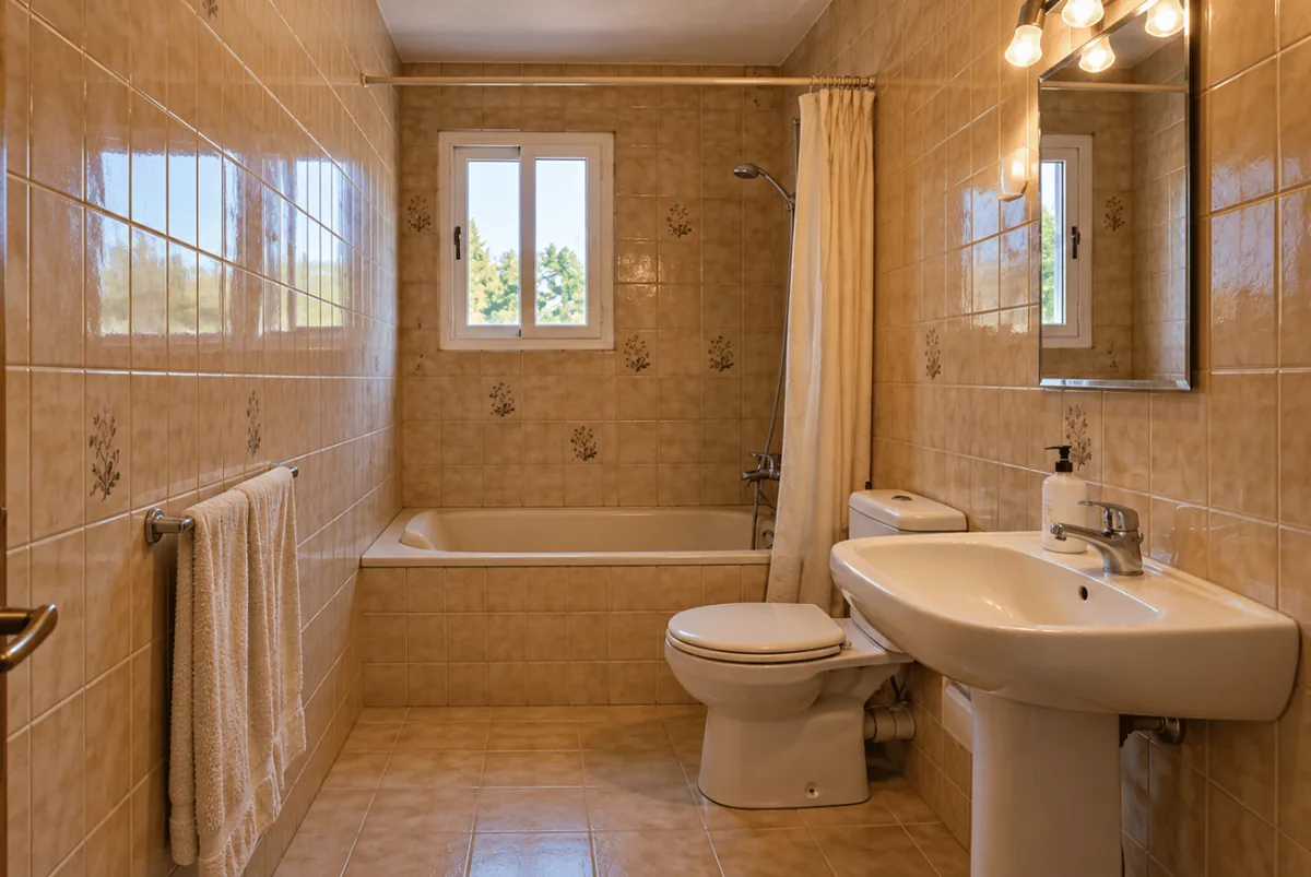 Baño con acabados antiguos