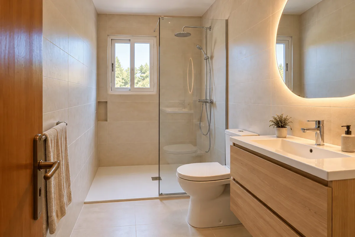 Baño con acabados renovados