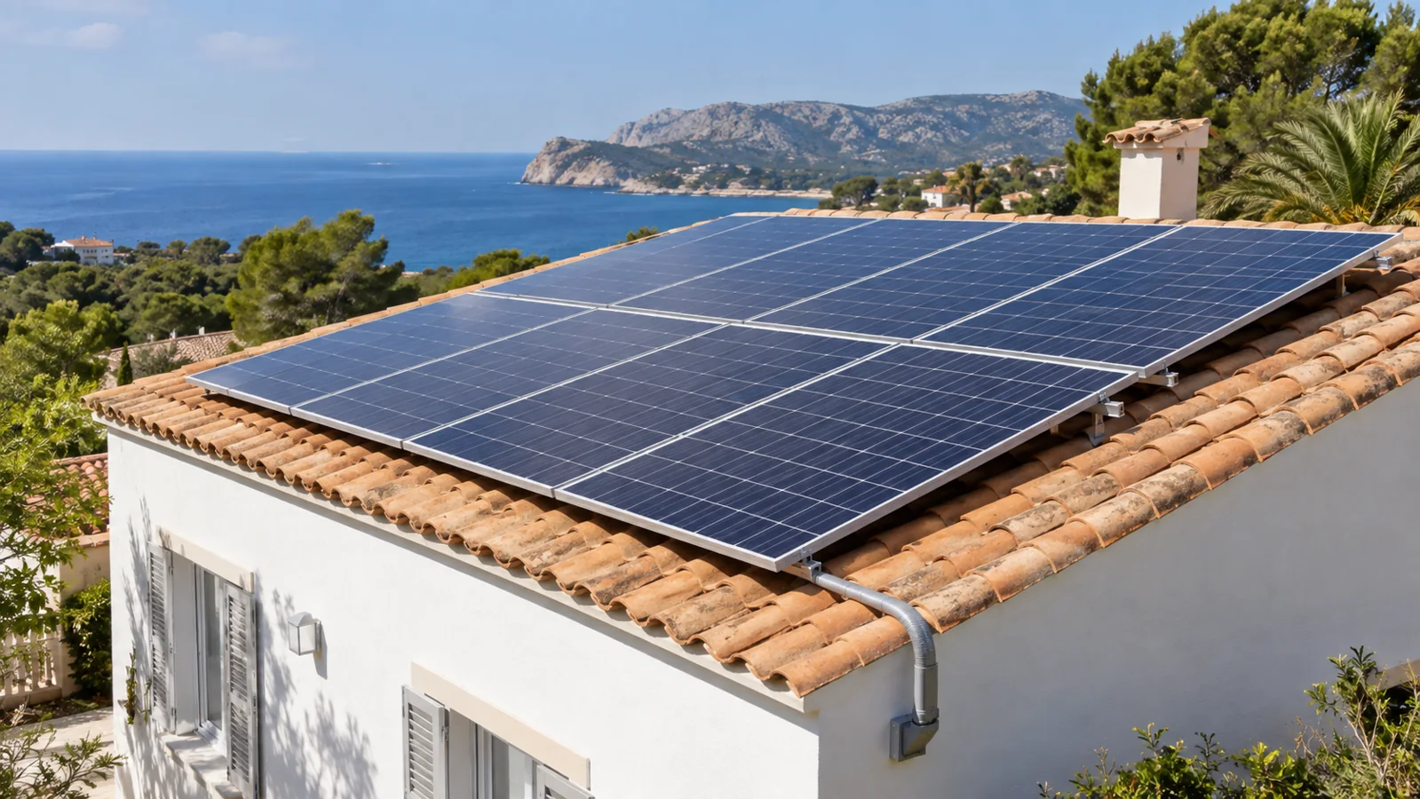 Vista general de paneles fotovoltaicos instalados · Imagen ilustrativa generada con IA