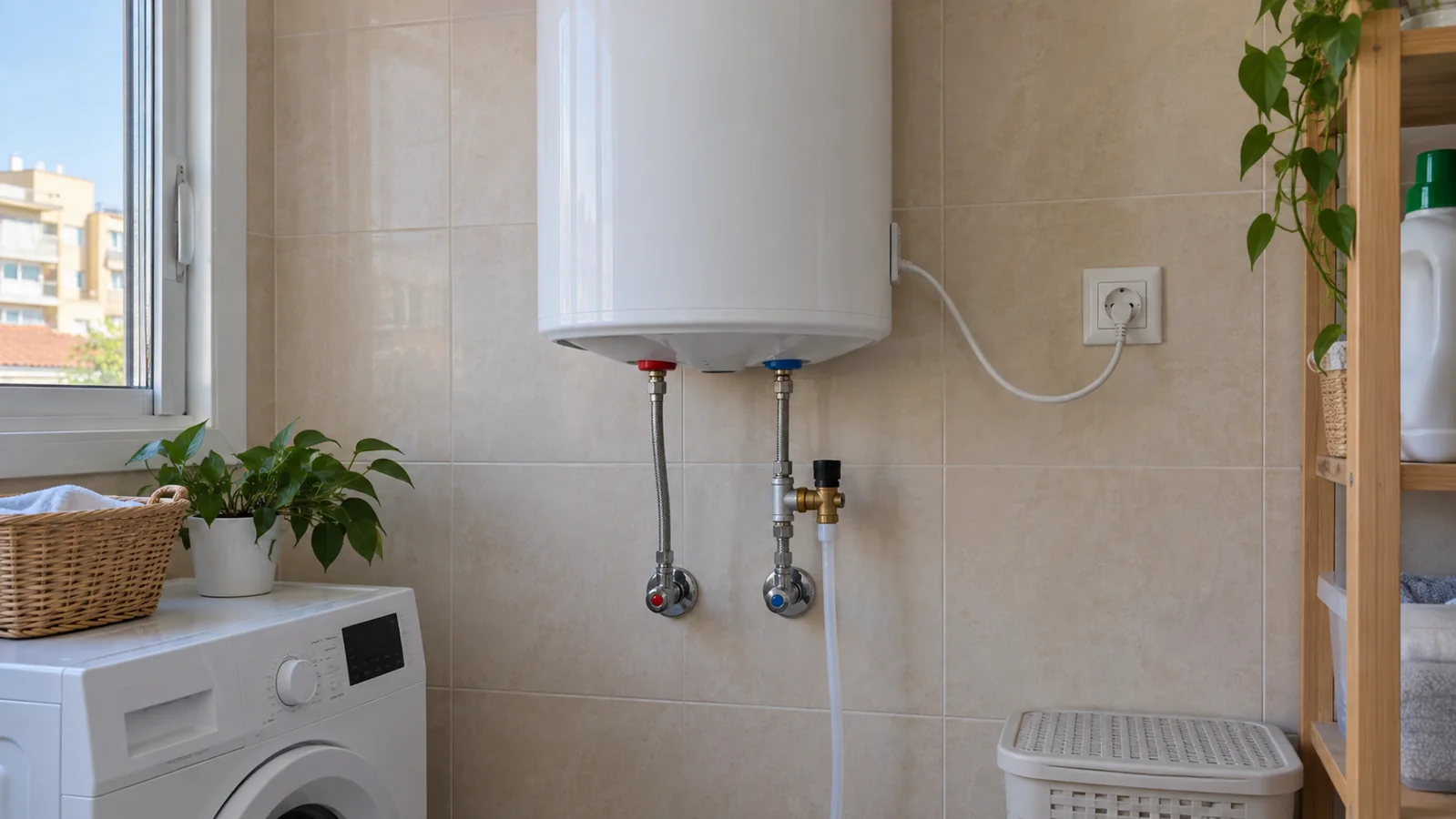 Vista general de un termo instalado · Imagen ilustrativa generada con IA